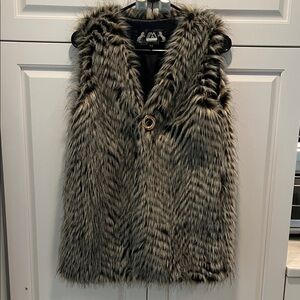 Imposter for Nordstrom Faux Fur Vest - Black and Gray excellent!